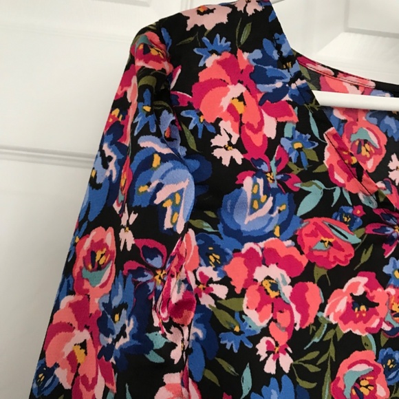 ONLY Floral Long Sleeve Top Blouse XL Blue Pink Green Patterned - Picture 6 of 14